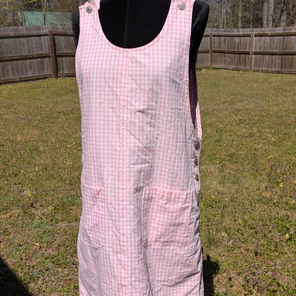 Pink Gingham Overalls Dress Taps Size M - Picture 2 of 7
